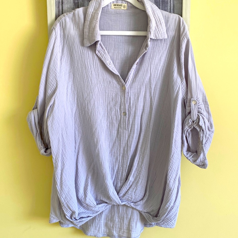 💜💐 Gorgeous soft purple blouse 💯 cotton!!😍❤️💜
